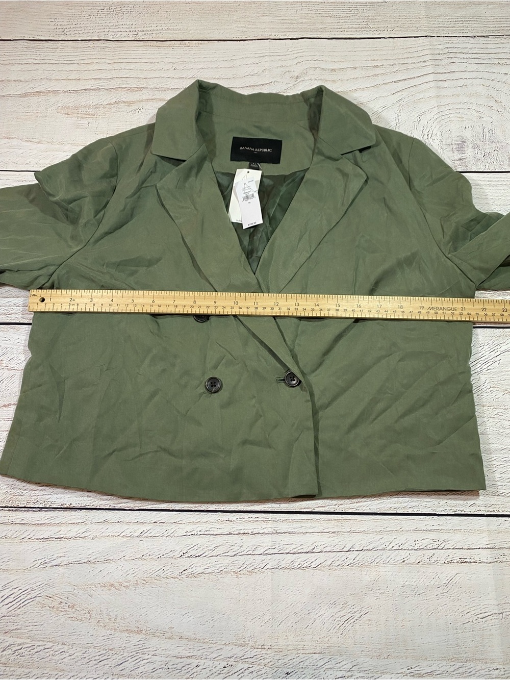 Banana Republic NWT Olive Green Double-Breasted Cropped Blazer Flight Jacket 14 - Picture 11 of 16